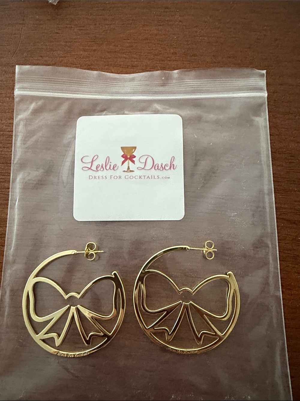 Leslie Dasch Gold Bow Hoop Pierced Earrings